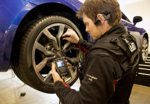 working on car